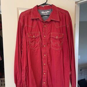 Wrangler Men's Casual Red Button Down Shirt 2XT Brand New without Tags